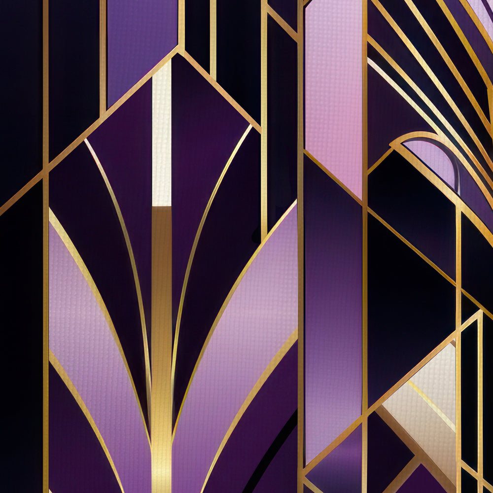 Pure Natural Silk Scarf Jewels of Art Deco  - Amethyst Reflection