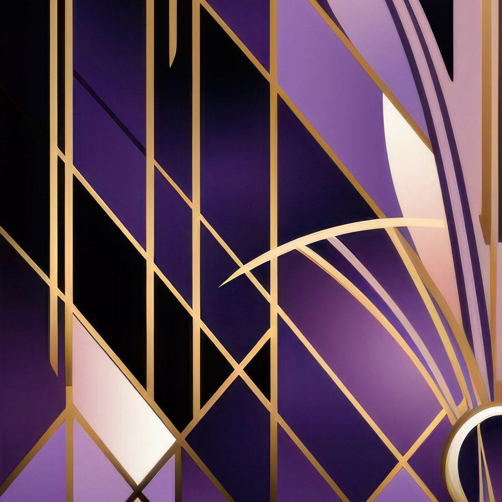 Pure Natural Silk Scarf Jewels of Art Deco - Amethyst Mirror