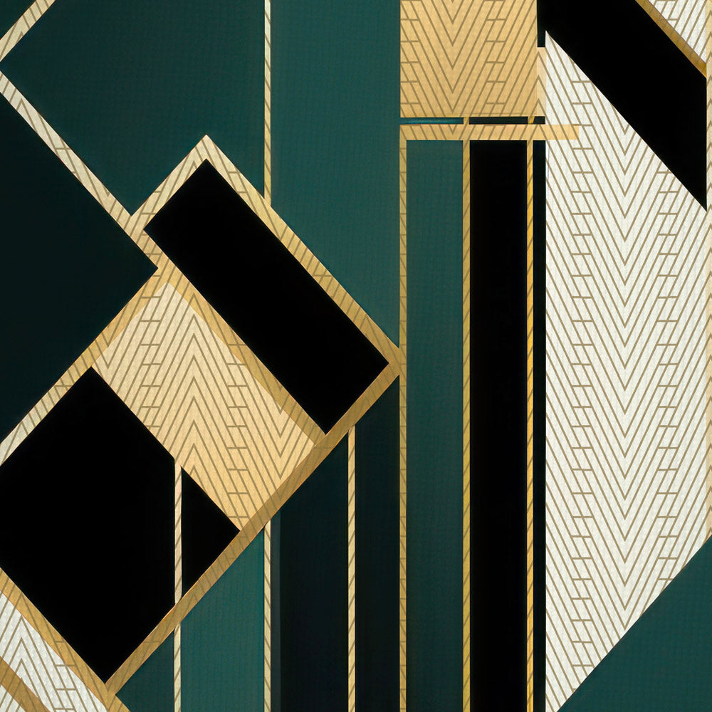 Jewels of Art Deco - Emerald Geometry - Pure Natural Silk Scarf