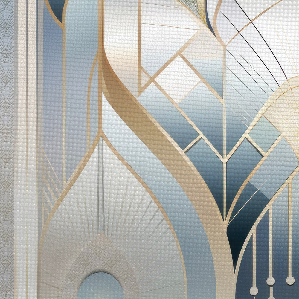 100% Silk Scarf - Original Art  Silk Scarf - Jewel of Art Deco - Moonstone Crown