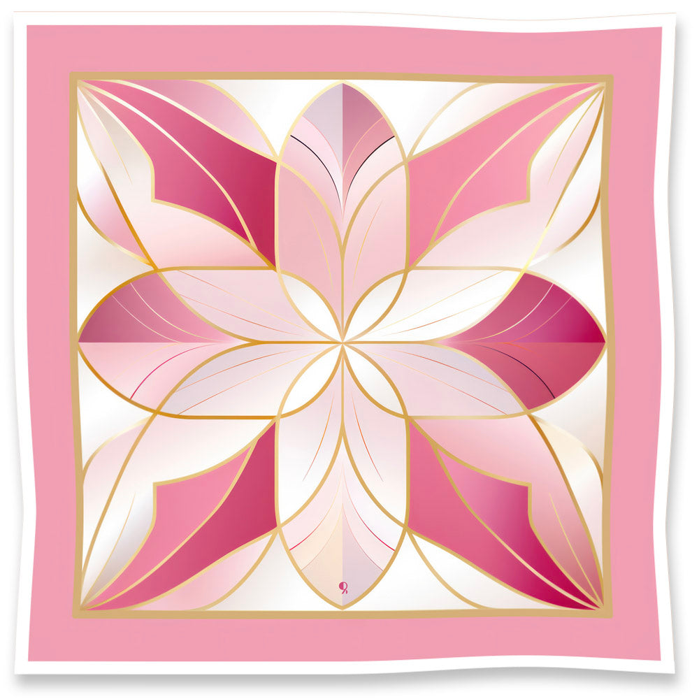 100% Silk Scarf - Original Art  Silk Scarf - Jewel of Art Deco - Rose Quartz