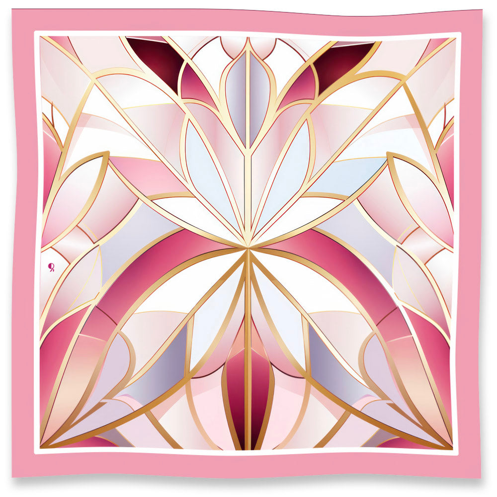 Jewels of Art Deco -Rose Quartz- Pure 100% Silk Scarf