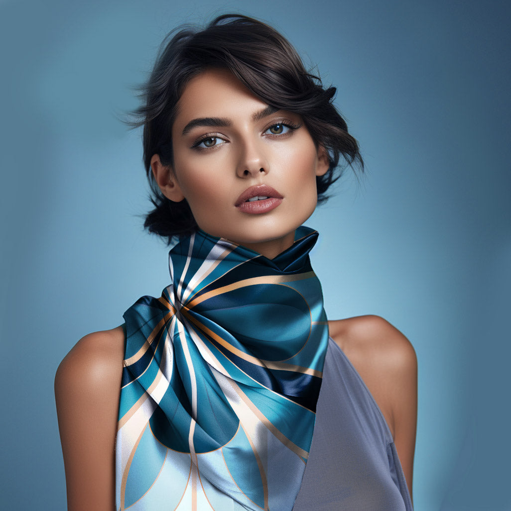 Jewels of Art Deco - Sapphire - Gem -Pure Natural Silk Scarf