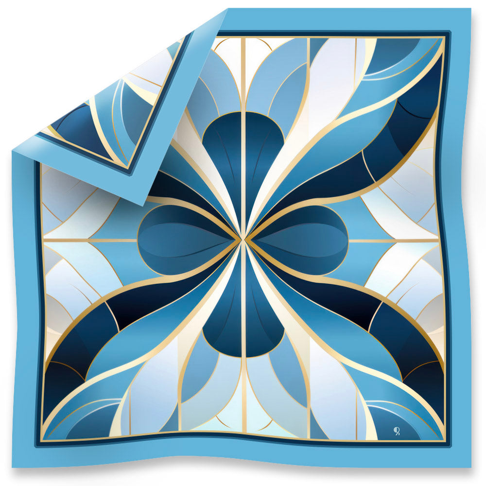 Jewels of Art Deco - Sapphire - Gem -Pure Natural Silk Scarf