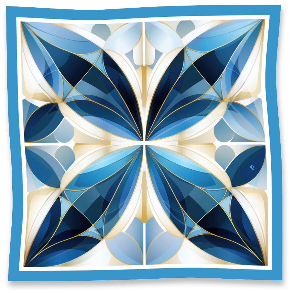 Jewels of Art Deco - Sapphire Symmetry - Pure 100% Silk Scarf
