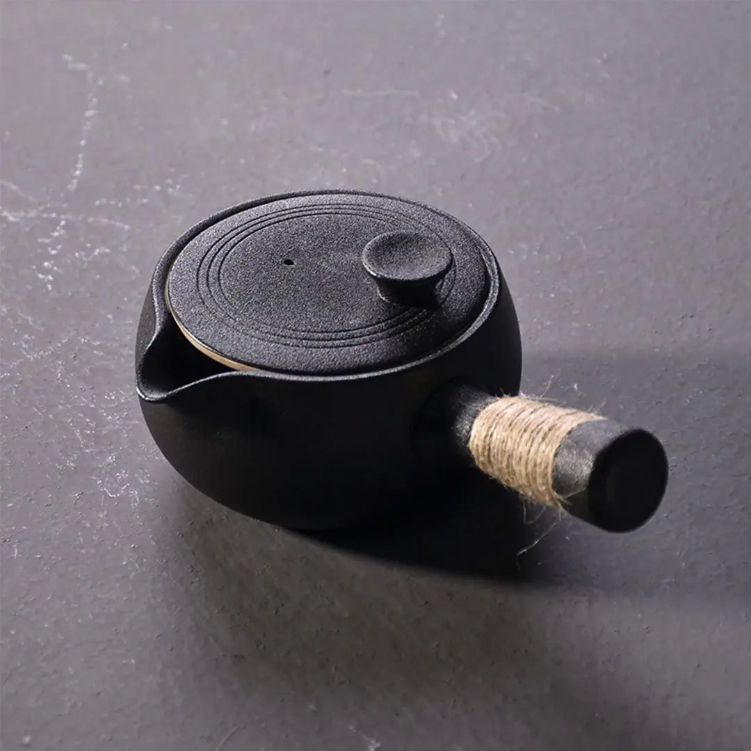 Japanese Style Rough Pottery Side Handle Teapot Wabi-Sabi