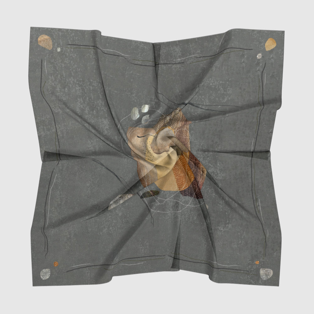 Wabi-Sabi - 100% Natural Silk Scarf, Original Art Silk Scarf