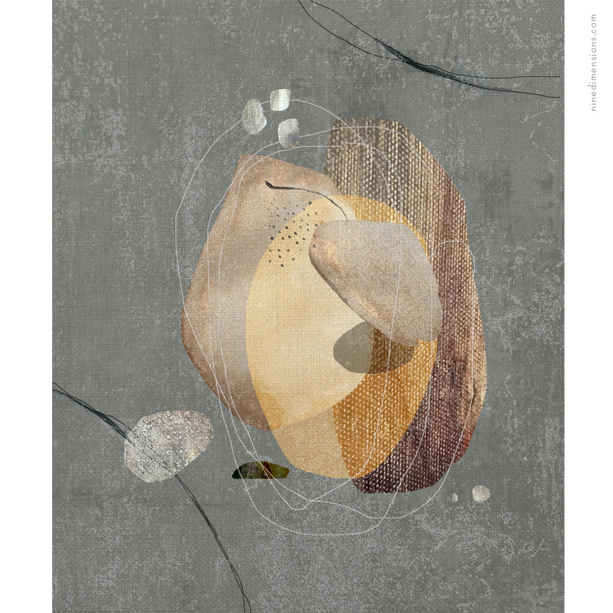Nine Dimensions Abstract Art - Wabi-Sabi Mixed Media Canvas Print