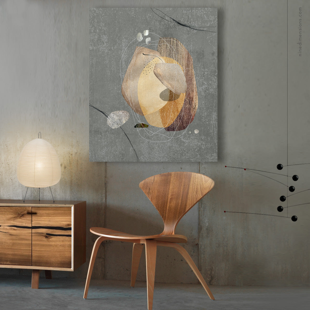 Nine Dimensions Abstract Art - Wabi-Sabi Mixed Media Canvas Print