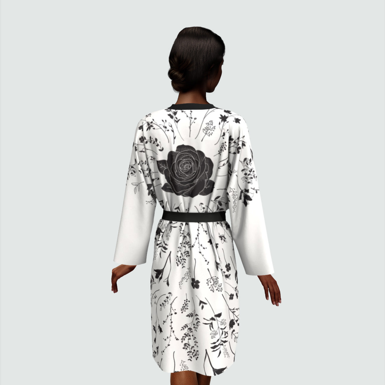 Black Rose Queen Silk Kimono