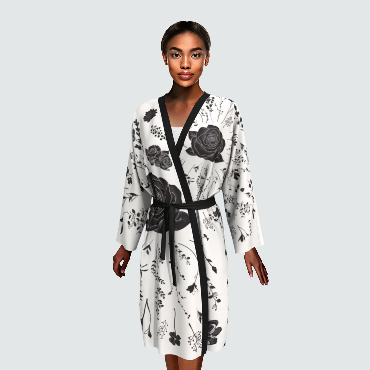 Black Rose Queen Silk Kimono