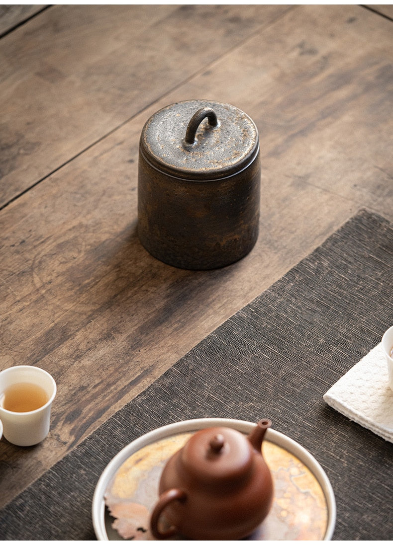 Wabi Sabi Ceramic Sealed Tea Jar Storage Container