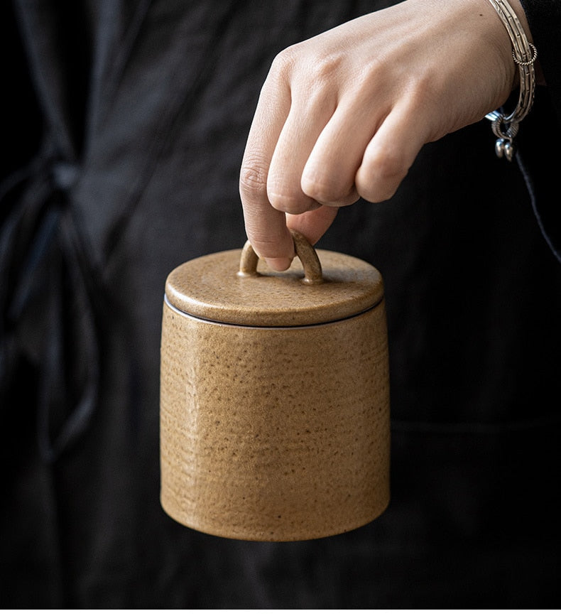 Wabi Sabi Ceramic Sealed Tea Jar Storage Container