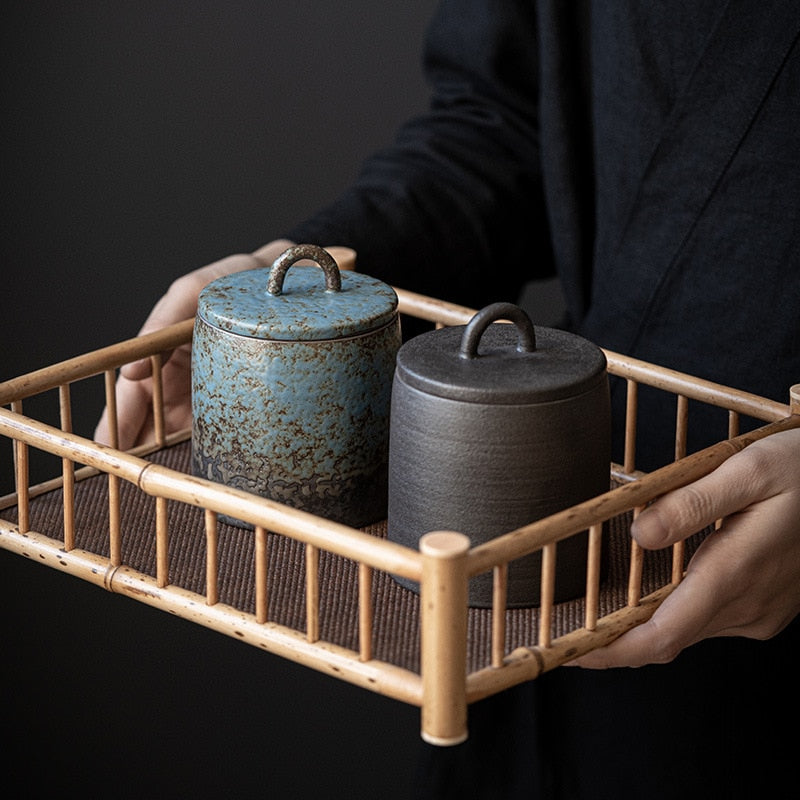 Wabi Sabi Ceramic Sealed Tea Jar Storage Container