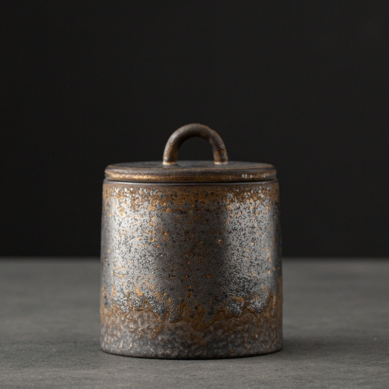 Wabi Sabi Ceramic Sealed Tea Jar Storage Container