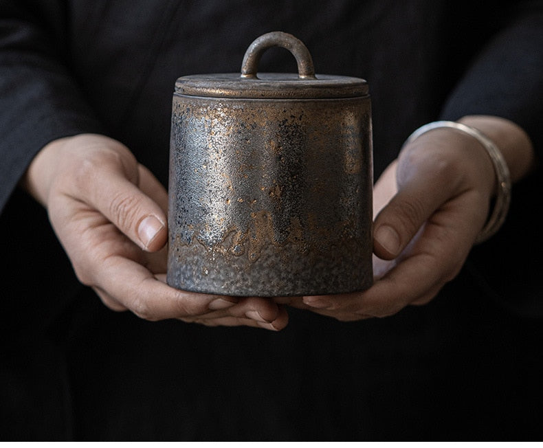 Wabi Sabi Ceramic Sealed Tea Jar Storage Container