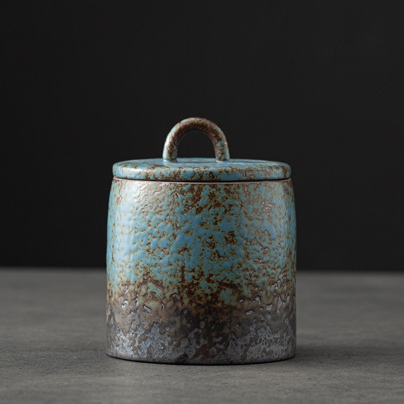 Wabi Sabi Ceramic Sealed Tea Jar Storage Container