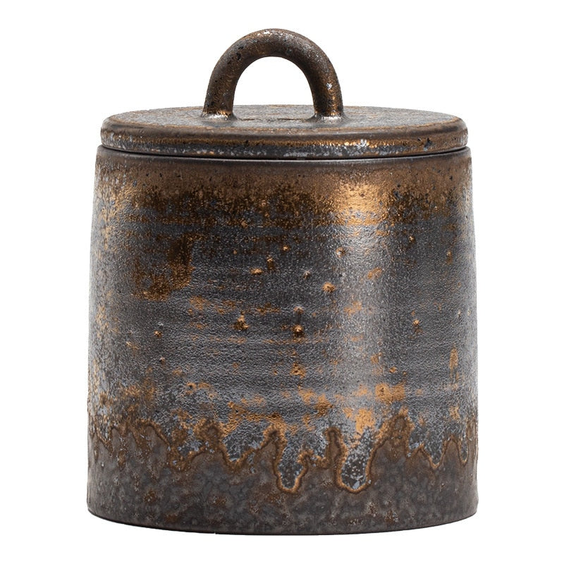 Wabi Sabi Ceramic Sealed Tea Jar Storage Container