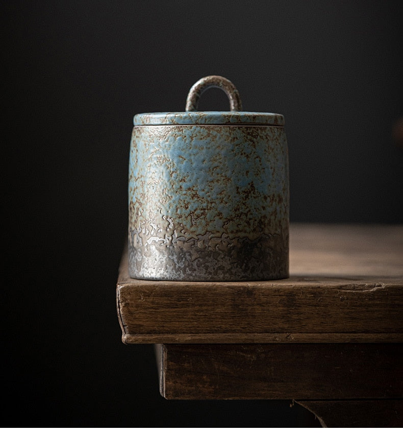 Wabi Sabi Ceramic Sealed Tea Jar Storage Container
