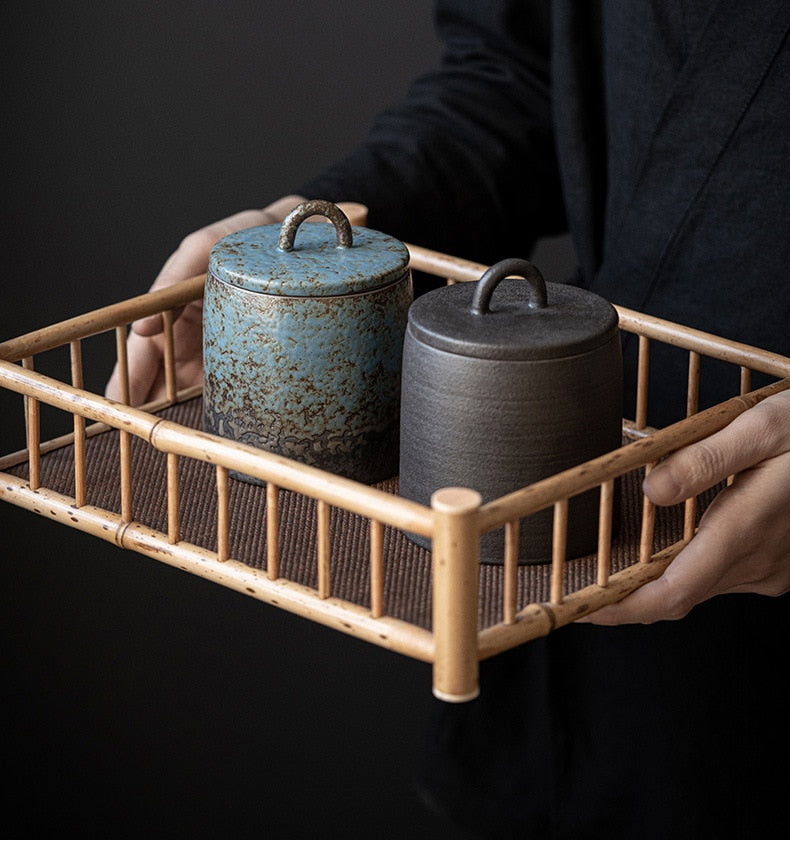 Wabi Sabi Ceramic Sealed Tea Jar Storage Container