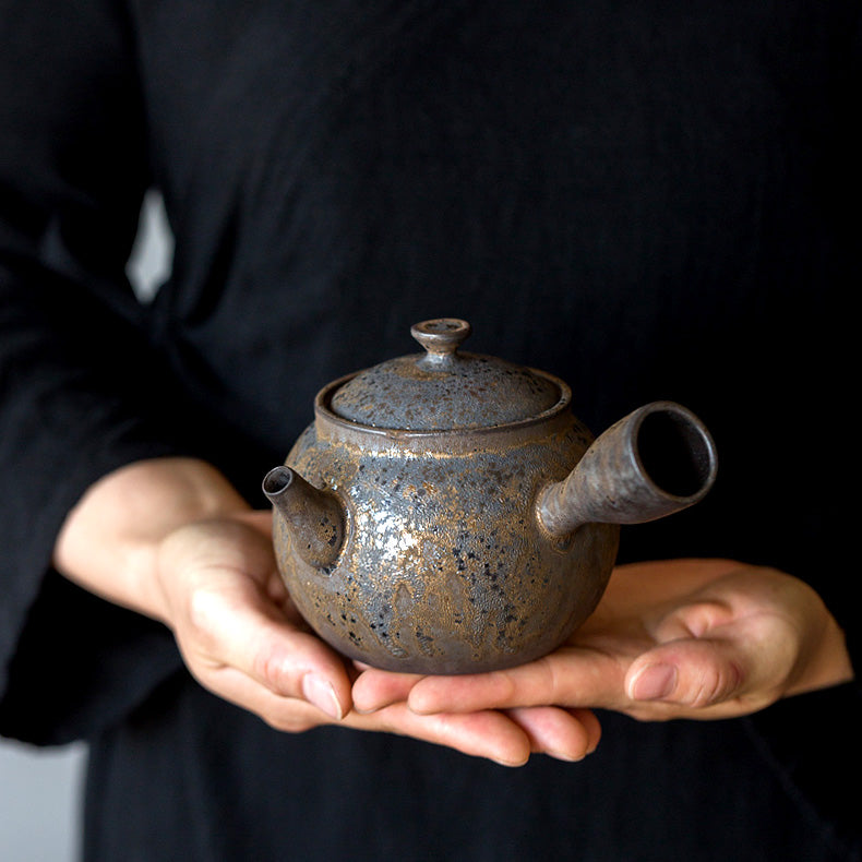 Wabi Sabi Side Handle Japanese Style Iron Glaze Teapot
