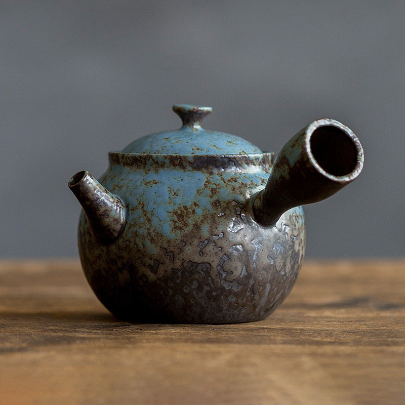 Wabi Sabi Side Handle Japanese Style Iron Glaze Teapot