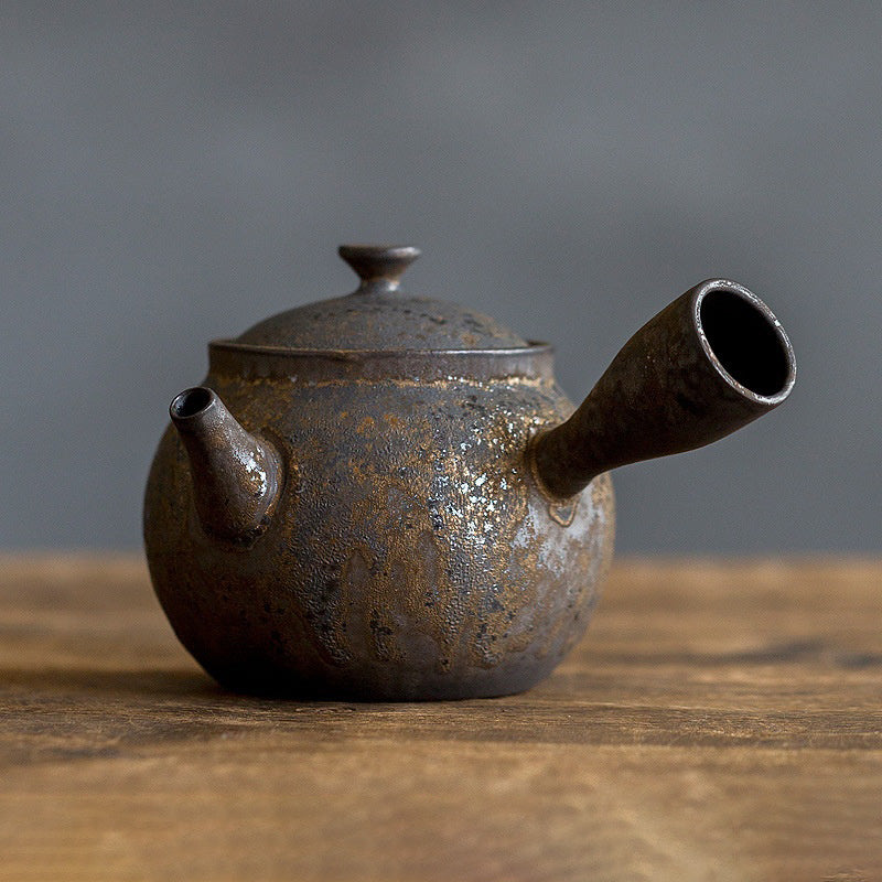 Wabi Sabi Side Handle Japanese Style Iron Glaze Teapot