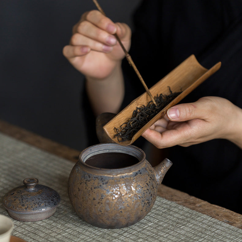 Wabi Sabi Side Handle Japanese Style Iron Glaze Teapot
