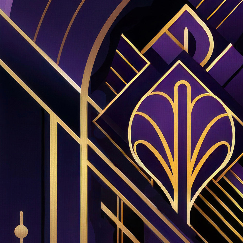 Jewels of Art Deco -Amethyst Theater- Pure 100% Silk Scarf
