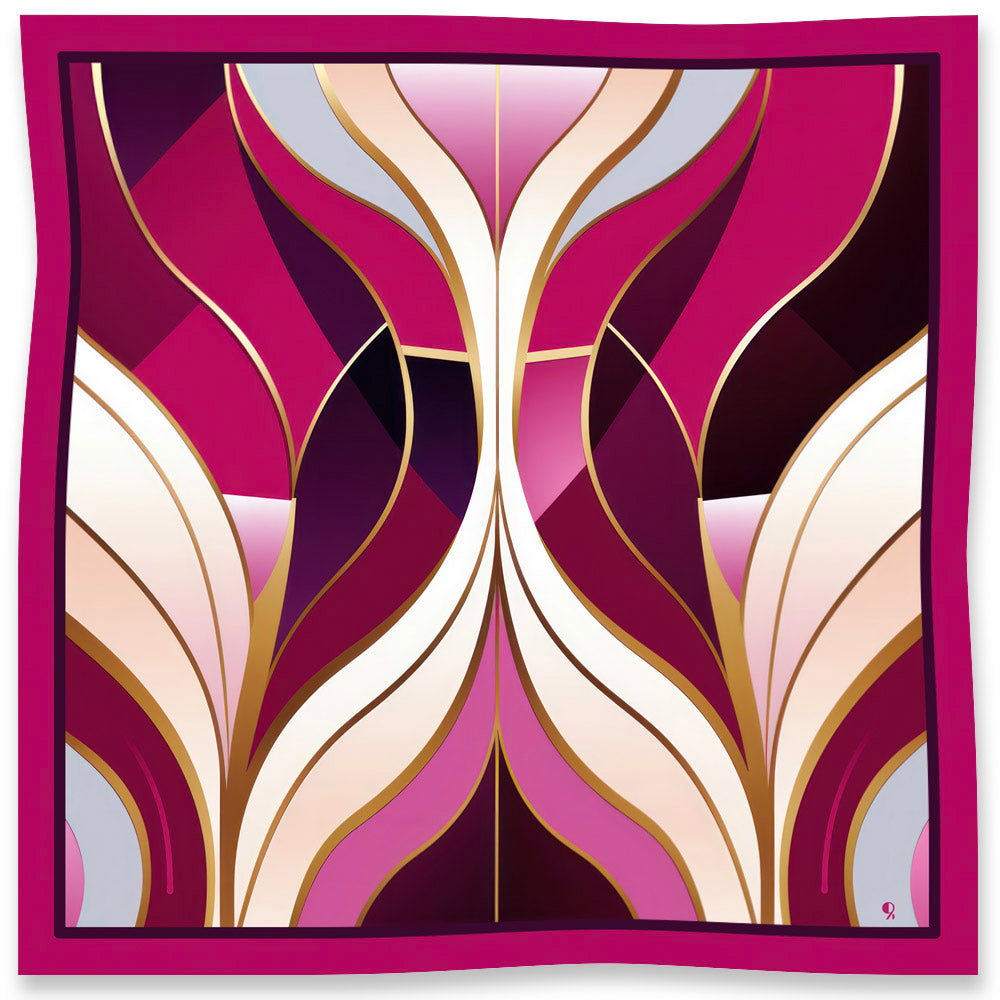 Jewels of Art Deco- Hope Pink Topaz- Pure 100% Silk Scarf