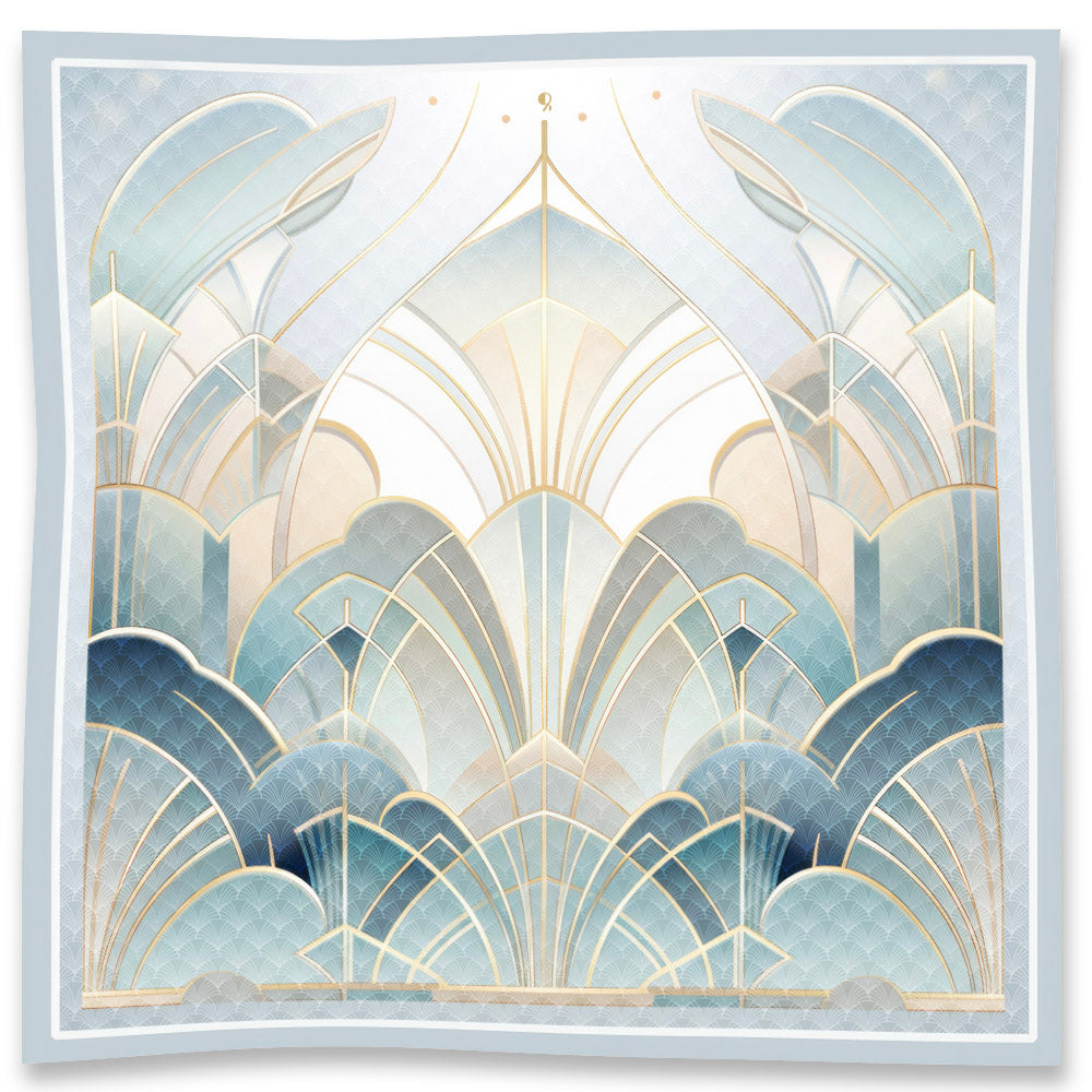 100% Silk Scarf - Original Art  Silk Scarf - Jewel of Art Deco - Moonstone Dome