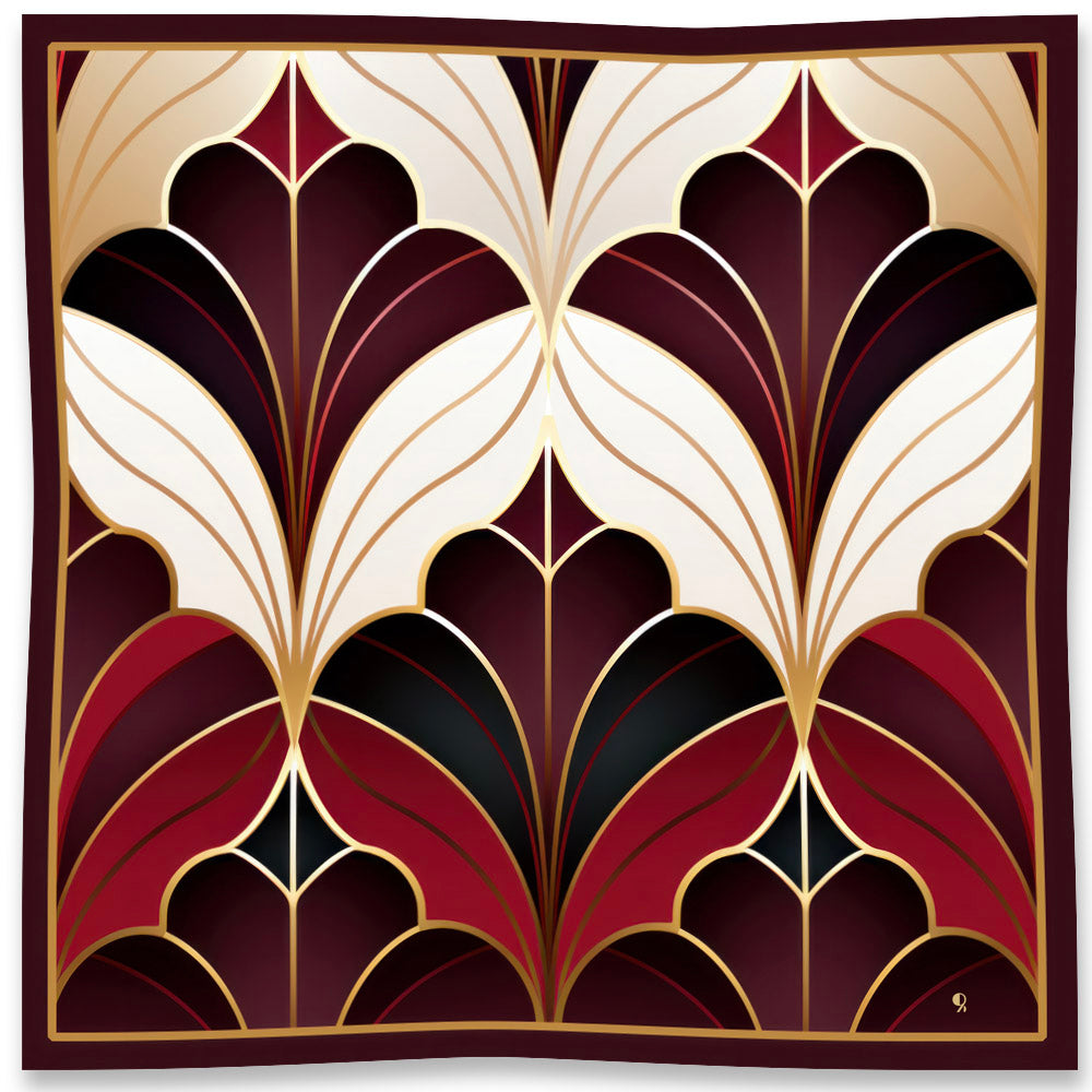 Jewels of Art Deco- Ruby - Pure 100% Silk Scarf