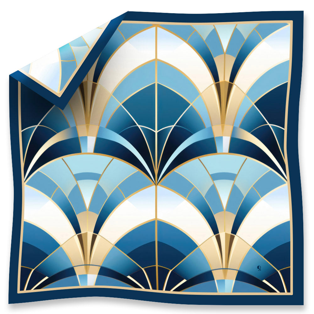 Jewels of Art Deco - Sapphire Arch - Pure Natural Silk Scarf
