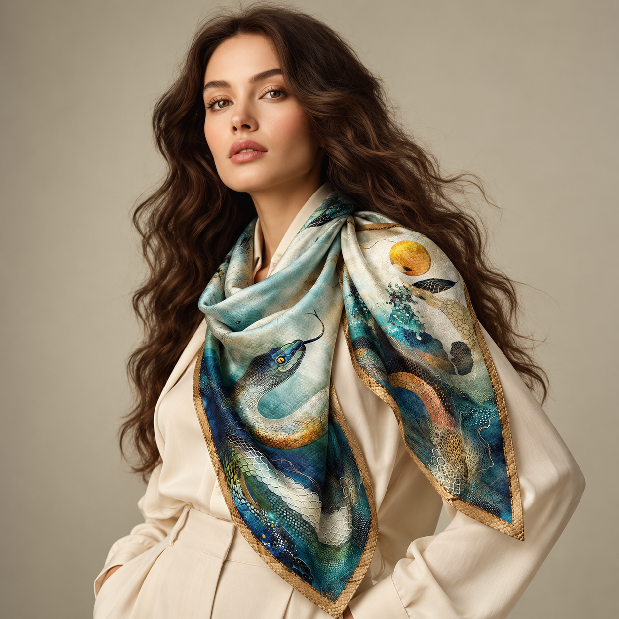 Serpent Wisdom Pure Silk Scarf