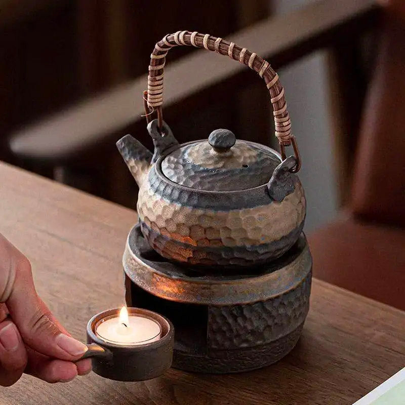 Wabi Sabi Handmade Tea Set With Tea Warmer and Tray