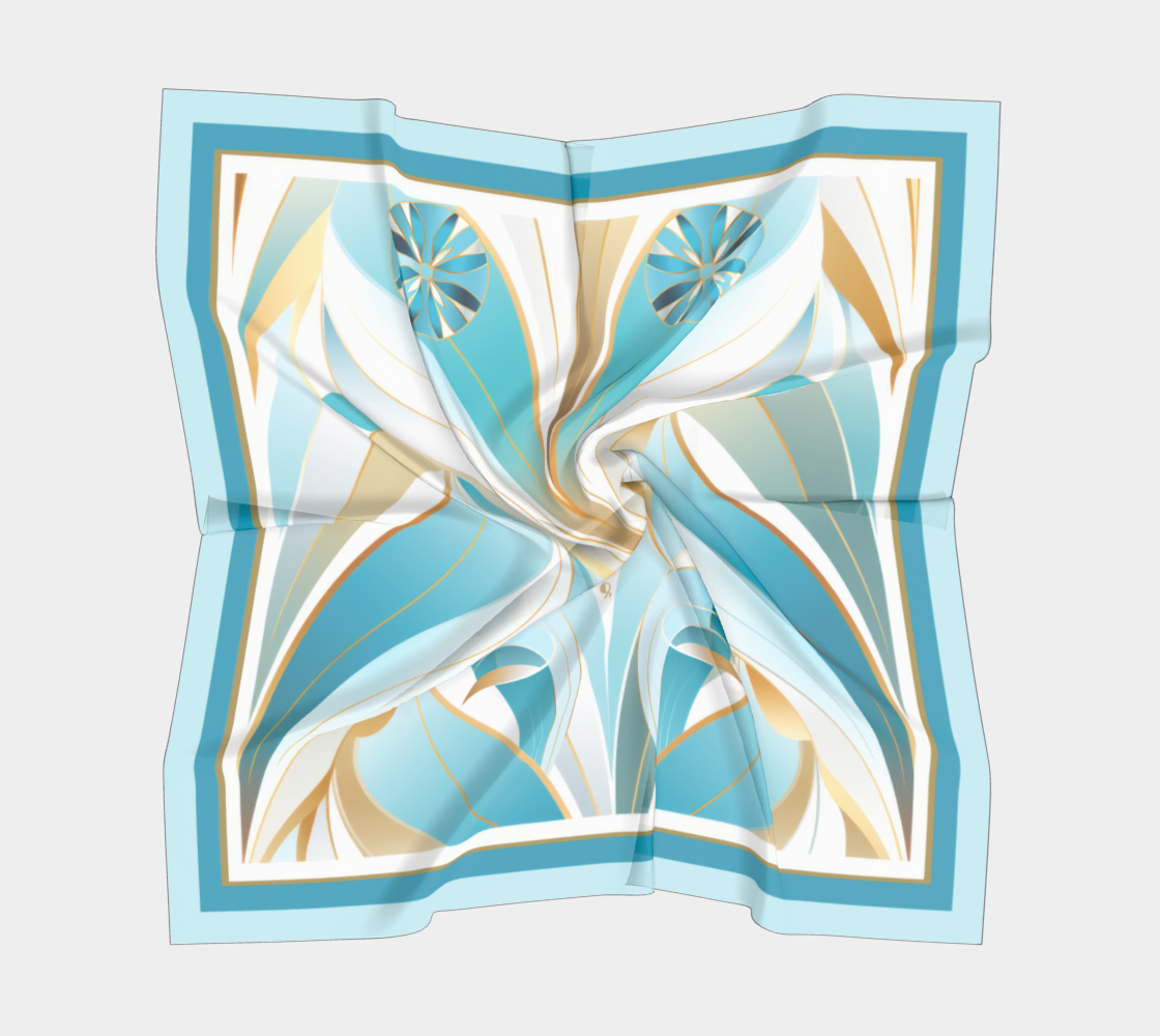 100% Silk scarf - original art - Jewels of Art Deco - Aquamarine