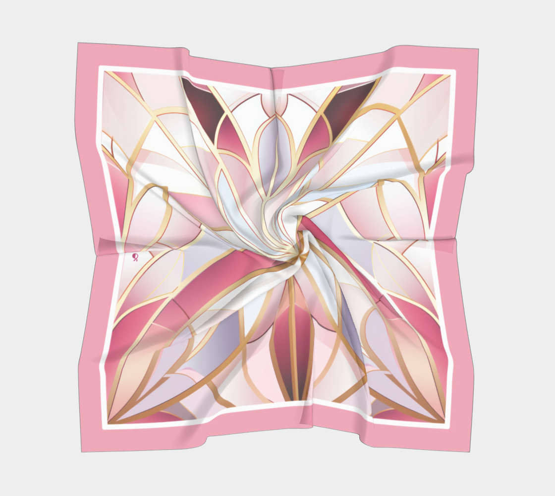 Jewels of Art Deco -Rose Quartz- Pure 100% Silk Scarf